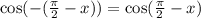 \cos(-(\frac \pi 2 - x)) = \cos (\frac \pi 2 - x)