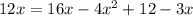 12x=16x-4x^2+12-3x