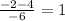 \frac{-2-4}{-6} =1