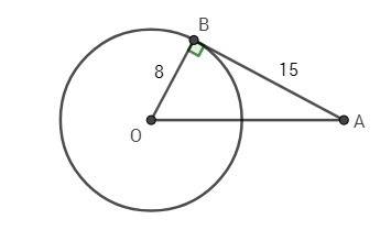 Из точки а к окружности о радиус который равен 8 см проведена касательная ав найдите расстояние ао е