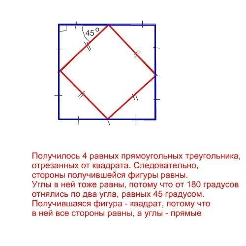 Докажите что середины сторон квадрата являются вершинами другого квадрата
