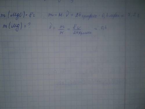 Вычислить массу магния, в оксиде магния, массой 8 грамм ! желательно с