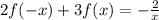 2f(-x)+3f(x)= -\frac{2}{x}