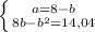 \left \{ {{a=8-b} \atop {8b-b^{2} = 14,04}} \right.