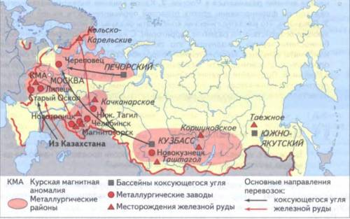 Найдите на карте атласа крупнейшие металлургические базы россии. с карты и текста учебника составьте