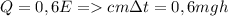 Q=0,6E =cm\Delta t=0,6mgh