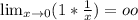 \lim_{x \to \inft0} (1* \frac{1}{x} )=oo