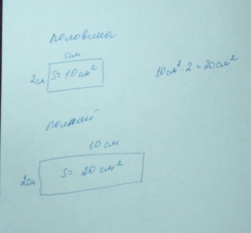 Построить прямоугольник половина площади которой равна 10 см в квадрате