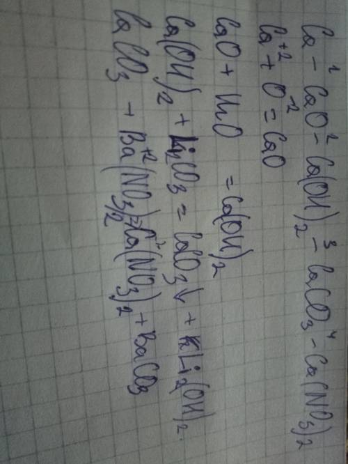 Напишите уравнения реакций с которых можно осуществить следующие превращение: ca- cao- ca(oh)2- caco
