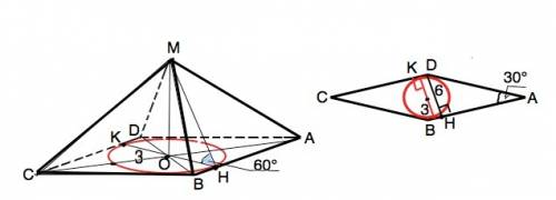 Народ нужно основанием пирамиды является ромб, острый угол которого равен 30°. все боковые грани пир