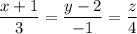 \dfrac{x+1}{3} = \dfrac{y-2}{-1} = \dfrac{z}{4}