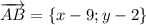 \overrightarrow{AB}=\{x-9;y-2\}