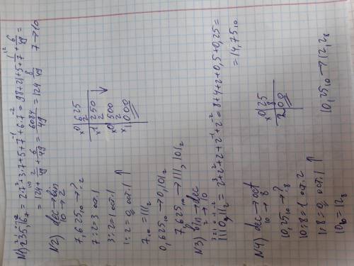 21 0 235,16=2*7^2+3*7^1+5*7^0+1*7^-1+6*7^-2 7 решить пример и написать 3 подобных срешеним информати