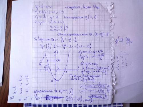 Постройте график функции y=x^2 - x- 2. с графика найдите: а) значение функции, соответствующие аргум