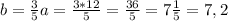 b = \frac{3}{5}a = \frac{3*12}{5} = \frac{36}{5} = 7\frac{1}{5} = 7,2