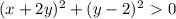 (x+2y)^2+(y-2)^2\ \textgreater \ 0