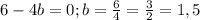 6-4b=0;b= \frac{6}{4}= \frac{3}{2}=1,5