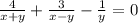 \frac{4}{x+y} + \frac{3}{x-y} - \frac{1}{y}=0