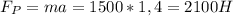 F_P=ma=1500*1,4=2100H