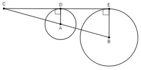 Окружности с центрами в точках a и b не имеют общих точек.общая касательная к этим окружностям перес