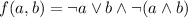 f(a,b) = \lnot a \lor b \land\lnot (a \land b)