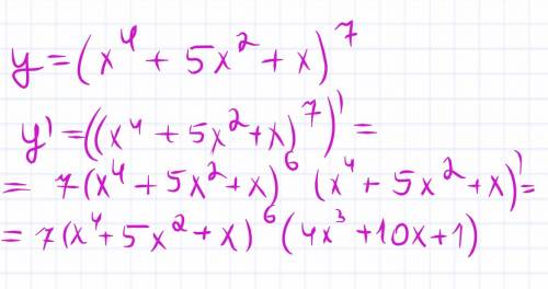 Найдите производную функцию у=(x^4-5x^2+x)^7