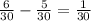 \frac{6}{30} - \frac{5}{30} = \frac{1}{30}