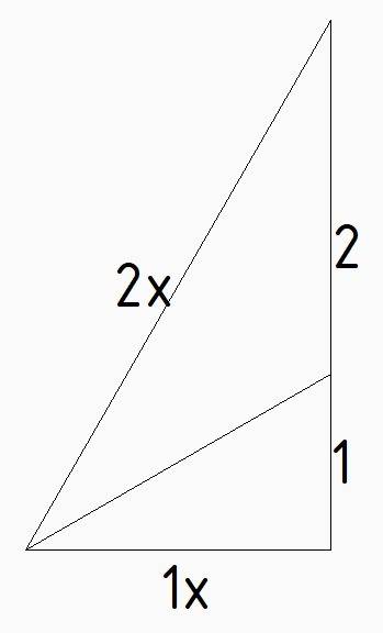 Упрямокутному трикутнику бісектриса гострого кута ділить протилежну сторону на відрізки завдовжки 1