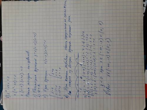 Решите неравенство,разложив его левую часть на множители: а)(х^2-16)(х+17)> 0 в)х^3 - 25х < 0