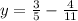 y = \frac{3}{5} - \frac{4}{11}