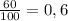 \frac{60}{100} = 0,6