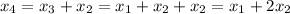 x_{4}= x_{3}+ x_{2}= x_{1}+ x_{2}+x_{2}=x_{1}+ 2x_{2}