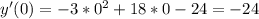 y'(0)=-3*0^2+18*0-24=-24