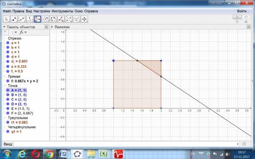 Прямая, проходящая через точки с координатами (0; 2) и (3; 0), отсекает треугольник от квадрата, две