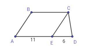 Втрапеции abcd ad-большее основание.через вершину c проведена прямая параллельная ab, до пересечения