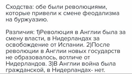 Черты сходства и различия нидерландской и революций