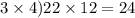 3 \times 4)22 \times 12 = 24