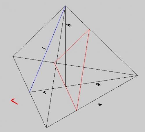 Вправильной треугольной пирамиде известны сторону основания a и высокая h. как вычислить площадь сеч
