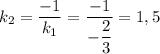 k_2= \dfrac{-1}{k_1} = \dfrac{-1}{ -\dfrac{2}{3}} =1,5