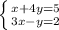 \left \{ {{x + 4y = 5} \atop {3x-y=2}} \right.