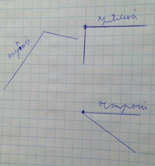 Вырежи 3 угла: один острый (меньше 90 градусов), второй прямой (90 градусов), третий тупой (больше 9