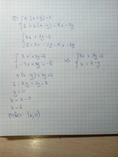 Решите систему уравнений 3(х+у)=6 6+5(х-у)=8х-2у решить двумя методом подстановки и сложения 3х+8у=1