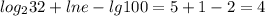 log _{2}32 +lne-lg100=5 + 1 -2=4