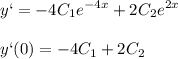 \displaystyle y`=-4C_1e^{-4x}+2C_2e^{2x}\\\\y`(0)=-4C_1+2C_2