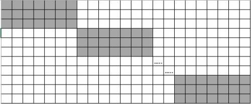 Вквадрате 130 × 130 закрашено несколько клеток. в каждой строчке есть либо 1, либо 7 закрашенных кле