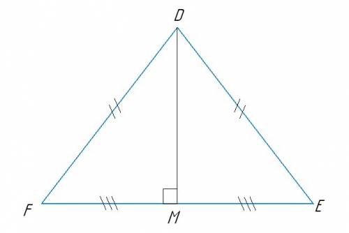 Втреугольнике def известно, что de = df, ef = 16 tgf = 9/4. найдите медиану dm этого треугольника