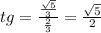 tg = \frac{ \frac{ \sqrt{5} }{3} }{ \frac{2}{3} } = \frac{ \sqrt{5} }{2}