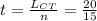 t = \frac{L_{CT}}{n} = \frac{20}{15}