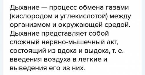 Что такое дыхание? из каких этапов складывается дыхательный процесс у человека? напишите 2-4 предлож