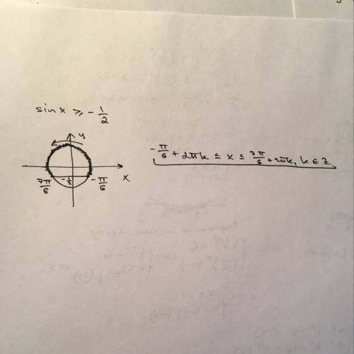 Решите неравенство sinx больше или равно -0.5